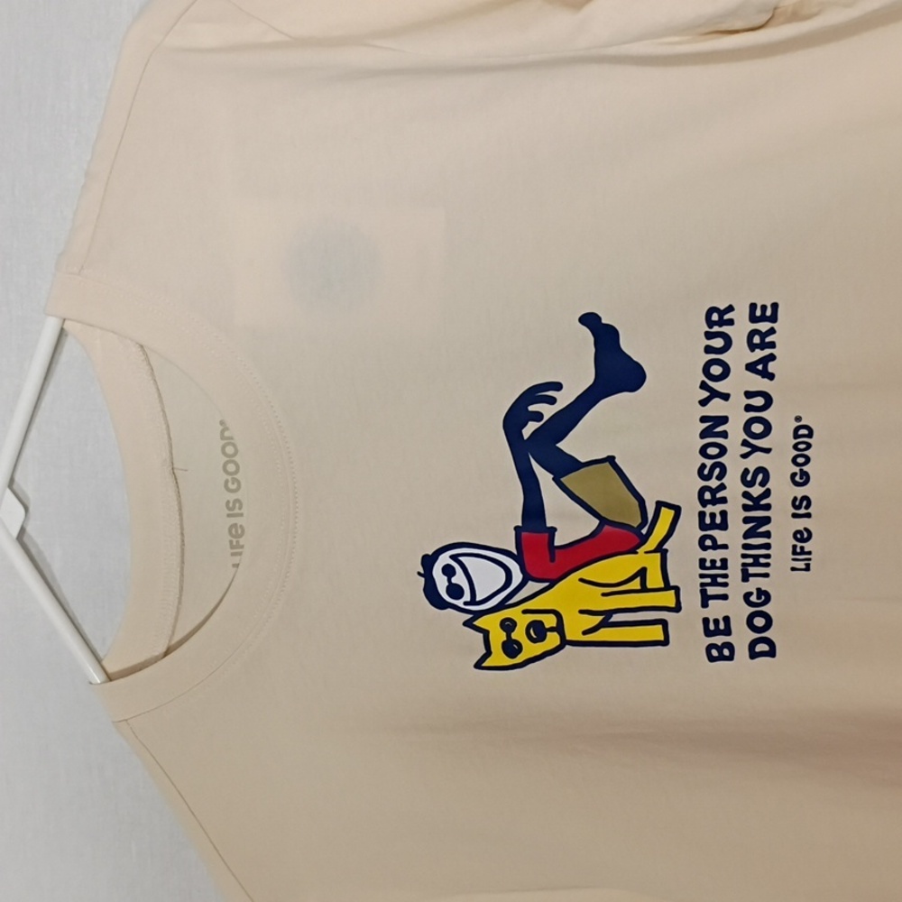 NWT Life Is Good Putty White Jack And Rocket Be The Person Tee Size Small Cotton - Picture 2 of 8